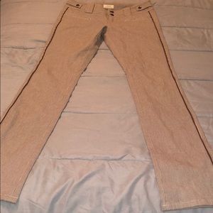 7 FOR ALL MANKIND TAUPE PINSTRIPED PANTS SLIMFIT
